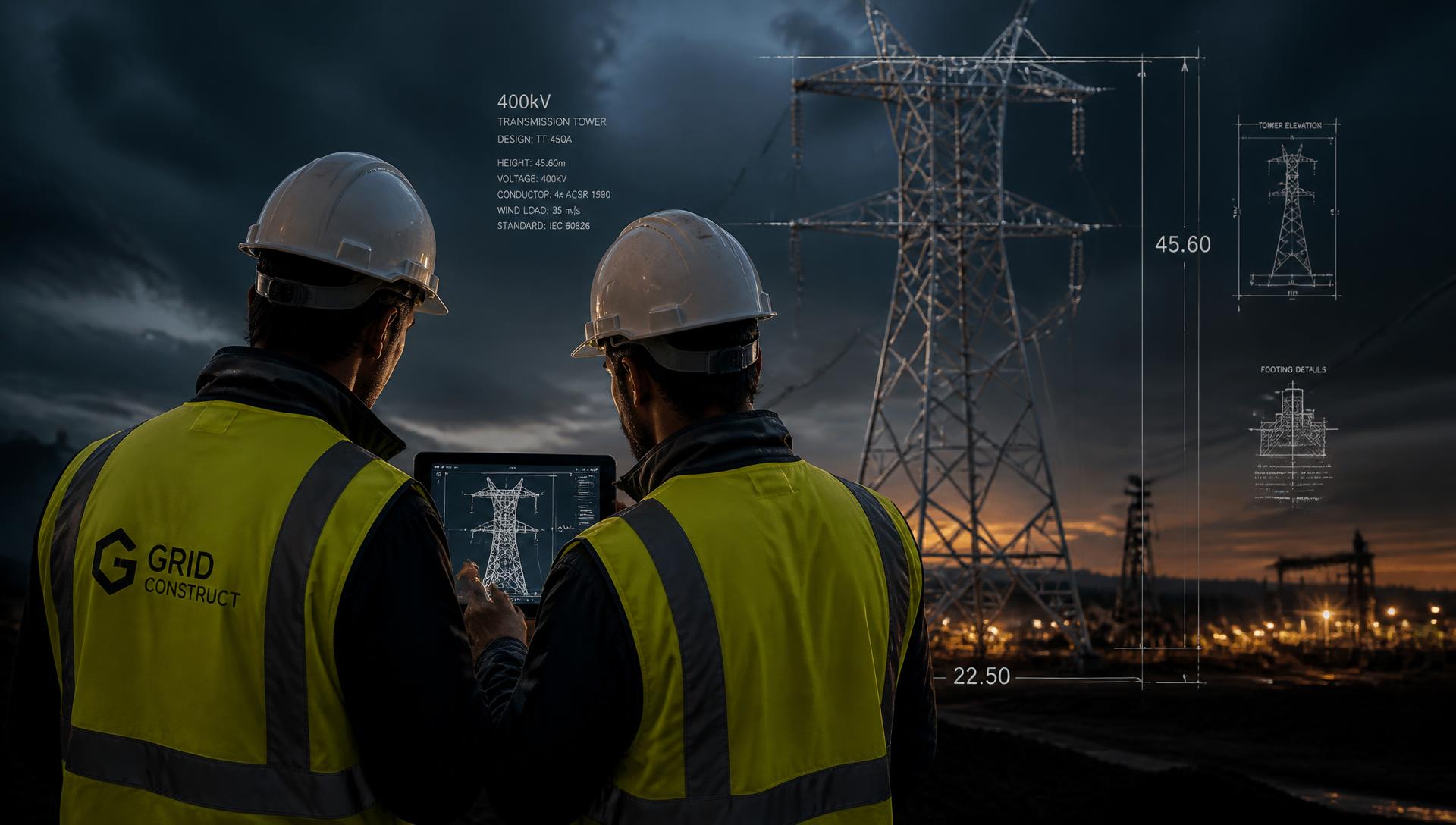 Pracownicy Elmont-JAN analizujący model BIM linii energetycznej na tablecie